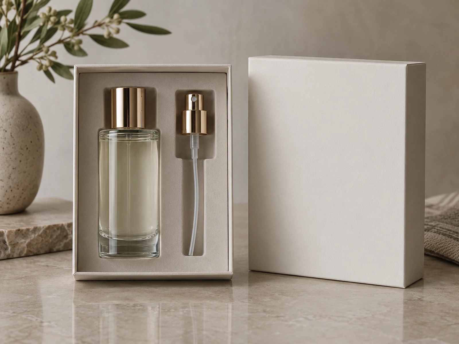 Fine-mist room and linen spray bottles in a clean product setting 8