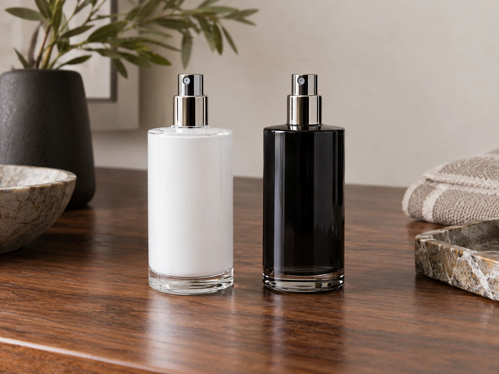 Fine-mist room and linen spray bottles in a clean product setting 7